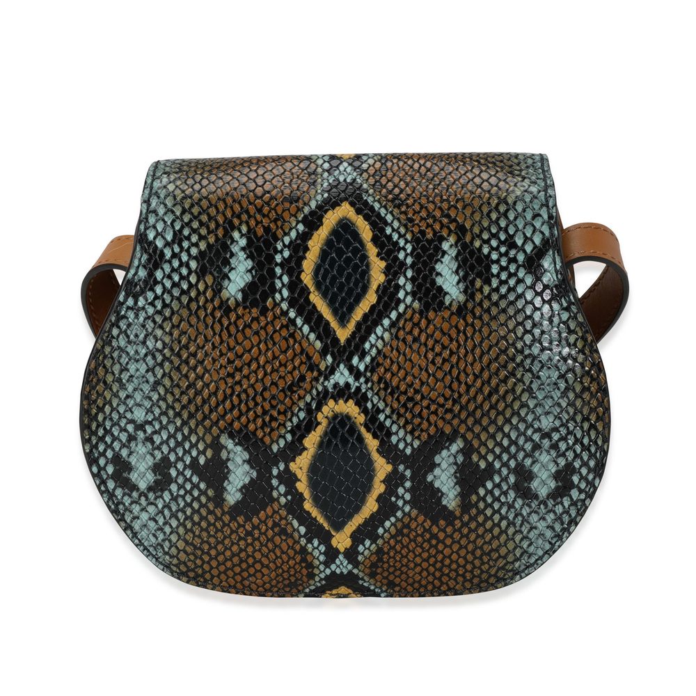 Chloe Brown And Teal Python-Embossed Calfskin Sma… - image 3